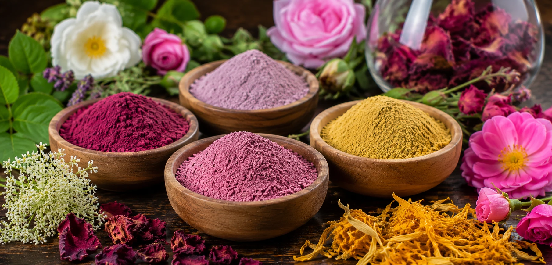 Standardized botanical powder extracts in vivid natural colors